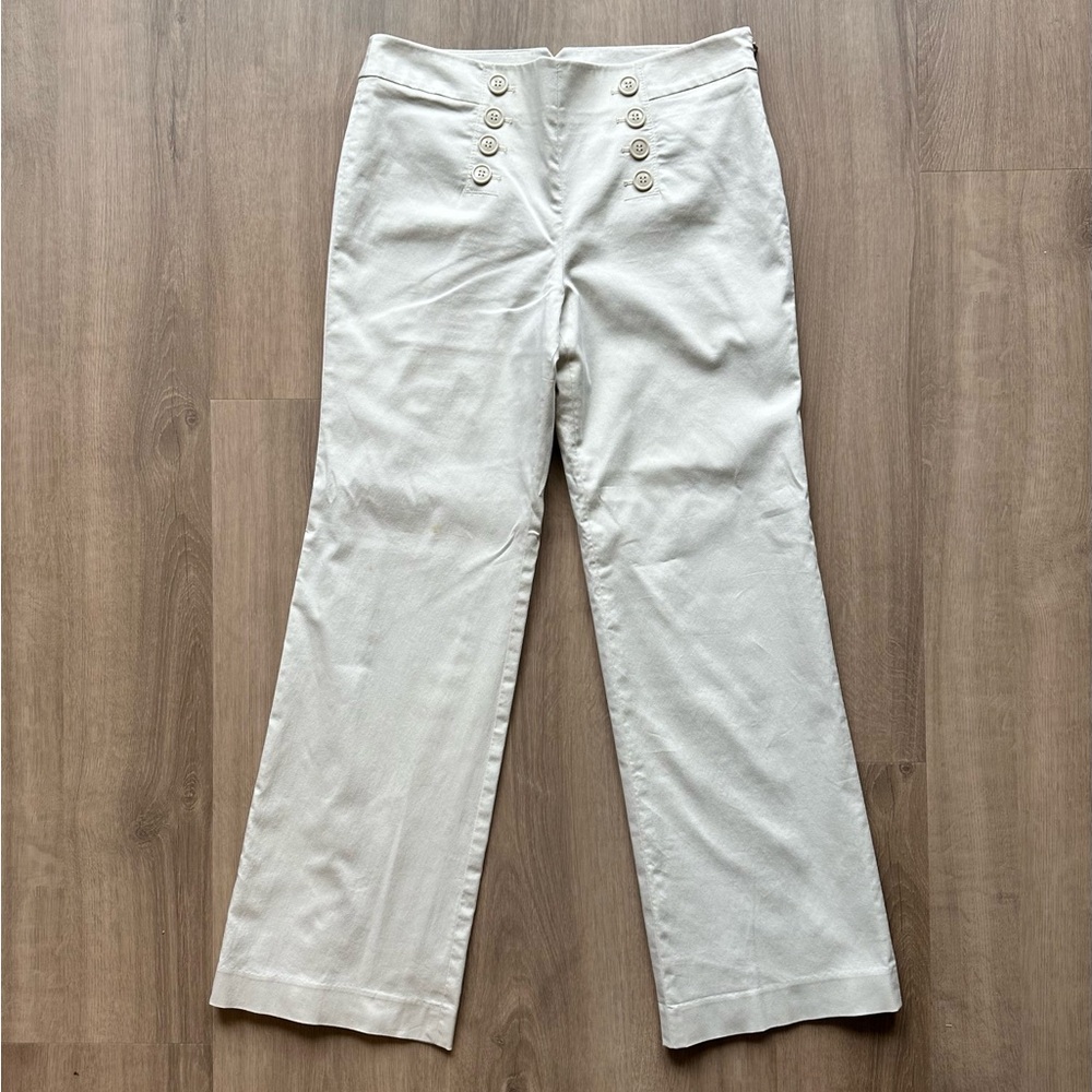 Ann Taylor Cream Sailor Pants - High Waisted - Wide Leg